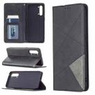 For OPPO Find X2 Lite Rhombus Texture Horizontal Flip Magnetic Leather Case with Holder & Card Slots & Wallet(Black) - 1