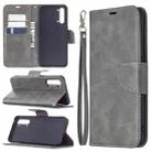 For OPPO Find X2 Lite Retro Lambskin Texture Pure Color Horizontal Flip PU Leather Case with Holder & Card Slots & Wallet & Lanyard(Grey) - 1