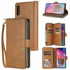 For Samsung Galaxy A70 Zipper Wallet Bag Horizontal Flip PU Leather Case with Holder & 9 Card Slots & Wallet & Lanyard & Photo Frame(Brown) - 1