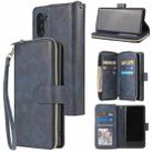 For Samsung Galaxy Note10 Zipper Wallet Bag Horizontal Flip PU Leather Case with Holder & 9 Card Slots & Wallet & Lanyard & Photo Frame(Blue) - 1
