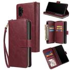 For Samsung Galaxy Note10+ Zipper Wallet Bag Horizontal Flip PU Leather Case with Holder & 9 Card Slots & Wallet & Lanyard & Photo Frame(Red Wine) - 1