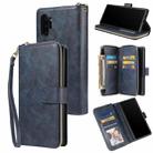 For Samsung Galaxy Note10+ Zipper Wallet Bag Horizontal Flip PU Leather Case with Holder & 9 Card Slots & Wallet & Lanyard & Photo Frame(Blue) - 1