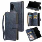 For Samsung Galaxy Note10+ Zipper Wallet Bag Horizontal Flip PU Leather Case with Holder & 9 Card Slots & Wallet & Lanyard & Photo Frame(Blue) - 1