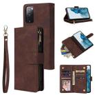 For Samsung Galaxy S20 FE 5G Zipper Wallet Bag Horizontal Flip PU Leather Case with Holder & 9 Card Slots & Wallet & Lanyard & Photo Frame(Coffee) - 1