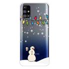 For Samsung Galaxy M31s Christmas Series Clear TPU Protective Case(Milk Tea Snowman) - 1
