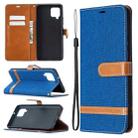 For Samsung Galaxy A42 5G Color Matching Denim Texture Horizontal Flip Leather Case with Holder & Card Slots & Wallet & Lanyard(Blue) - 1