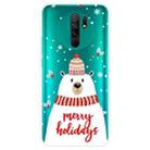 For Xiaomi Redmi 9 Christmas Series Transparent TPU Protective Case(Scarf White Bear) - 1