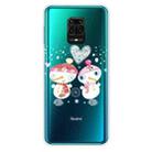 For Xiaomi Redmi Note 9S Christmas Series Transparent TPU Protective Case(Couple Snowman) - 1