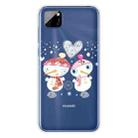 For Huawei Y5p Christmas Series Transparent TPU Protective Case(Couple Snowman) - 1