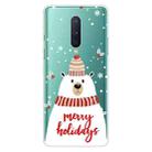 For OnePlus 8 Christmas Series Transparent TPU Protective Case(Scarf White Bear) - 1