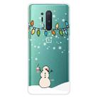 For OnePlus 8 Pro Christmas Series Transparent TPU Protective Case(Milk Tea Snowman) - 1