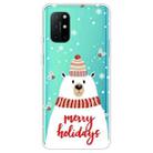 For OnePlus 8T Christmas Series Transparent TPU Protective Case(Scarf White Bear) - 1