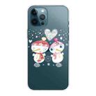 For iPhone 11 Pro Max Christmas Series Clear TPU Protective Case (Couple Snowman) - 1