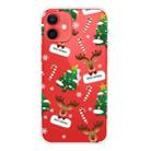 For iPhone 12 mini Christmas Series Clear TPU Protective Case (Cane Deer) - 1