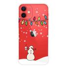 For iPhone 12 mini Christmas Series Clear TPU Protective Case (Milk Tea Snowman) - 1
