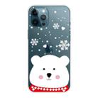 For iPhone 12 Pro Max Christmas Series Clear TPU Protective Case(Chubby White Bear) - 1