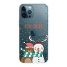 For iPhone 12 Pro Max Christmas Series Clear TPU Protective Case(Take Picture Bear Snowman) - 1