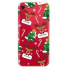 For iPhone SE 2022 / SE 2020 / 8 / 7 Christmas Series Clear TPU Protective Case(Cane Deer) - 1