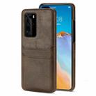 For Huawei P40 Pro Calf Texture PU + PC Protective Case with Card Slots(Coffee) - 1