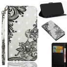 For Samsung Galaxy S20 FE 3D Painted Pattern Horizontal Flip TPU + PU Leather Case with Holder & Wallet & Card Slots & Lanyard(Black Flower) - 1