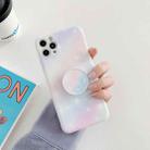 For iPhone 12 mini Shockproo Colorful Glitter Marble Protective Case with Folding Holder (Pink Blue) - 1