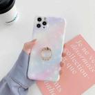 For iPhone 11 Pro Max Shockproo Colorful Glitter Marble Protective Case with Ring Holder (Pink Blue) - 2