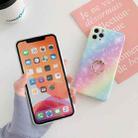 For iPhone 11 Pro Max Shockproo Colorful Glitter Marble Protective Case with Ring Holder (Pink Blue) - 3