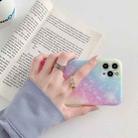 For iPhone 11 Pro Max Shockproo Colorful Glitter Marble Protective Case with Ring Holder (Pink Blue) - 5