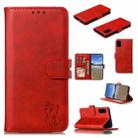 For Samsung Galaxy S20 FE Embossed Happy Cat Pattern Horizontal Flip Leather Case with Holder & Card Slots & Wallet(Red) - 1