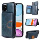 For iPhone 11 PU + TPU + PC  Shockproof Back Cover Case with Card Slot & Holder (Blue) - 1