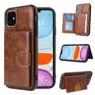 For iPhone 11 PU + TPU + PC  Shockproof Back Cover Case with Card Slot & Holder (Brown) - 1