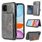 For iPhone 11 Pro Max PU + TPU + PC  Shockproof Back Cover Case with Card Slot & Holder (Grey) - 1