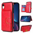 For iPhone XR PU + TPU + PC  Shockproof Back Cover Case with Card Slot & Holder(Red) - 1