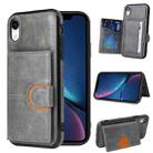 For iPhone XR PU + TPU + PC  Shockproof Back Cover Case with Card Slot & Holder(Grey) - 1