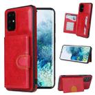 For Huawei P40 PU + TPU + PC  Shockproof Back Cover Case with Card Slot & Holder(Red) - 1