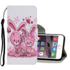 Coloured Drawing Pattern Horizontal Flip PU Leather Case with Holder & Card Slots & Wallet & Lanyard For iPhone 6 & 6s(Cute Rabbit) - 1