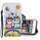 Coloured Drawing Pattern Horizontal Flip PU Leather Case with Holder & Card Slots & Wallet & Lanyard For iPhone 8 Plus & 7 Plus(Couple Unicorn) - 1