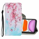 For iPhone 11 Coloured Drawing Pattern Horizontal Flip PU Leather Case with Holder & Card Slots & Wallet & Lanyard (Cherry Blossoms) - 1