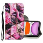 For iPhone 11 Coloured Drawing Pattern Horizontal Flip PU Leather Case with Holder & Card Slots & Wallet & Lanyard (Purple Marble) - 1