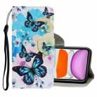 For iPhone 11 Coloured Drawing Pattern Horizontal Flip PU Leather Case with Holder & Card Slots & Wallet & Lanyard (Purple Butterfly) - 1
