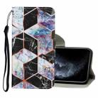 For iPhone 11 Pro Coloured Drawing Pattern Horizontal Flip PU Leather Case with Holder & Card Slots & Wallet & Lanyard (Black Marble) - 1