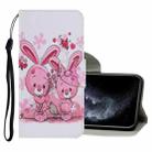 For iPhone 11 Pro Coloured Drawing Pattern Horizontal Flip PU Leather Case with Holder & Card Slots & Wallet & Lanyard (Cute Rabbit) - 1