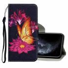 For iPhone 11 Pro Coloured Drawing Pattern Horizontal Flip PU Leather Case with Holder & Card Slots & Wallet & Lanyard (Big Golden Butterfly) - 1