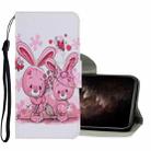 For iPhone 11 Pro Max Coloured Drawing Pattern Horizontal Flip PU Leather Case with Holder & Card Slots & Wallet & Lanyard (Cute Rabbit) - 1