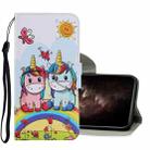 For iPhone 11 Pro Max Coloured Drawing Pattern Horizontal Flip PU Leather Case with Holder & Card Slots & Wallet & Lanyard (Couple Unicorn) - 1