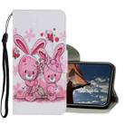 For iPhone X / XS Coloured Drawing Pattern Horizontal Flip PU Leather Case with Holder & Card Slots & Wallet & Lanyard(Cute Rabbit) - 1