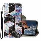 For iPhone XR Coloured Drawing Pattern Horizontal Flip PU Leather Case with Holder & Card Slots & Wallet & Lanyard(Black Marble) - 1