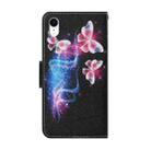 For iPhone XR Coloured Drawing Pattern Horizontal Flip PU Leather Case with Holder & Card Slots & Wallet & Lanyard(Three Fluorescent Butterflies) - 3