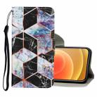 For iPhone 12 mini Coloured Drawing Pattern Horizontal Flip PU Leather Case with Holder & Card Slots & Wallet & Lanyard (Black Marble) - 1