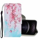 For iPhone 12 / 12 Pro Coloured Drawing Pattern Horizontal Flip PU Leather Case with Holder & Card Slots & Wallet & Lanyard(Cherry Blossoms) - 1